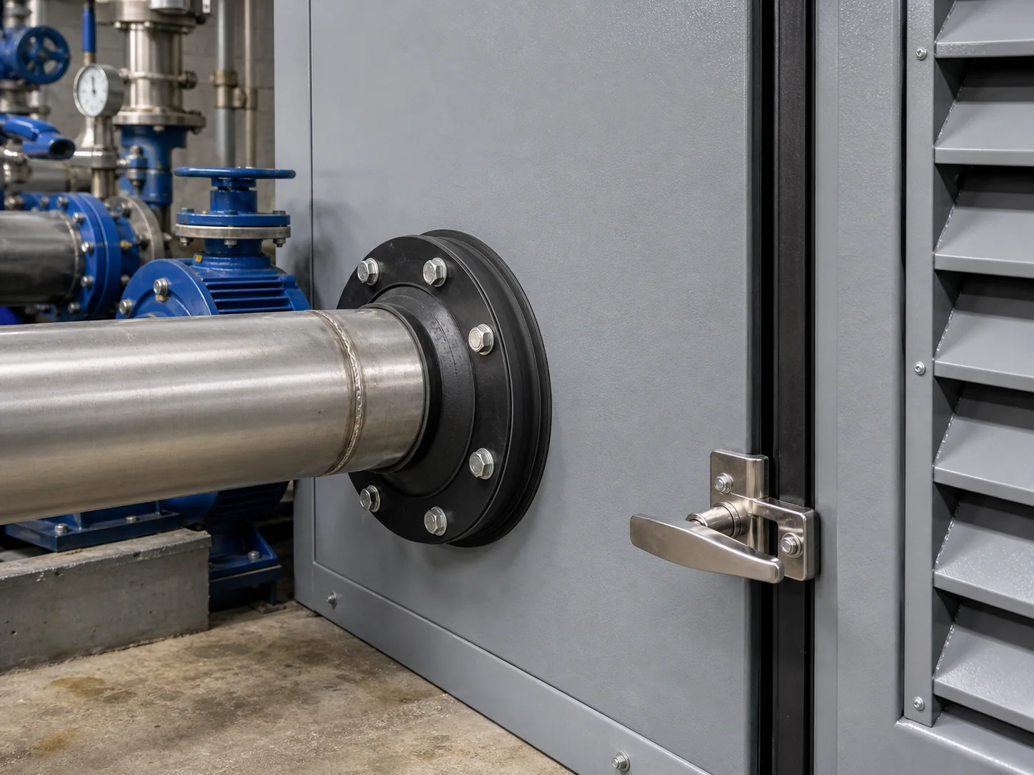 Pump Room Acoustic Enclosure – pipe penetration detail