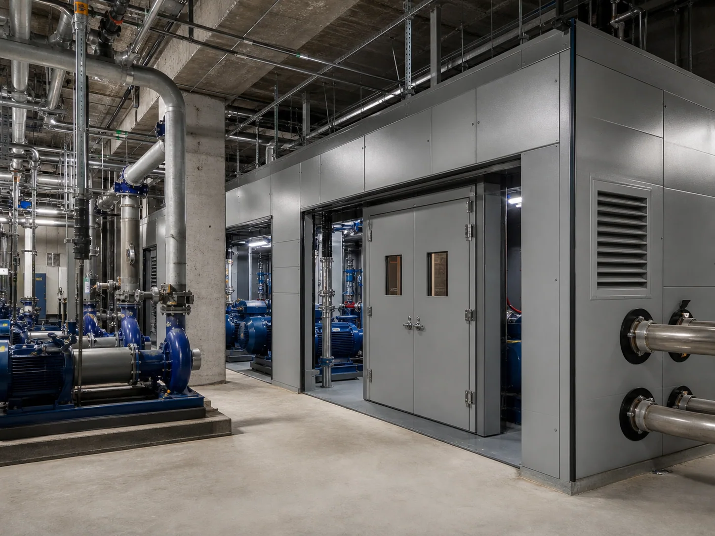 Pump Room Acoustic Enclosure – installed pump room scene