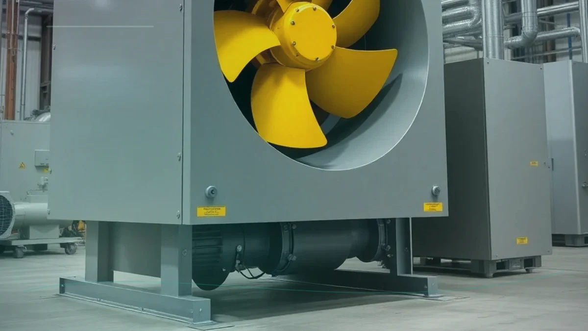 Fan and blower acoustic enclosure around industrial ventilation equipment