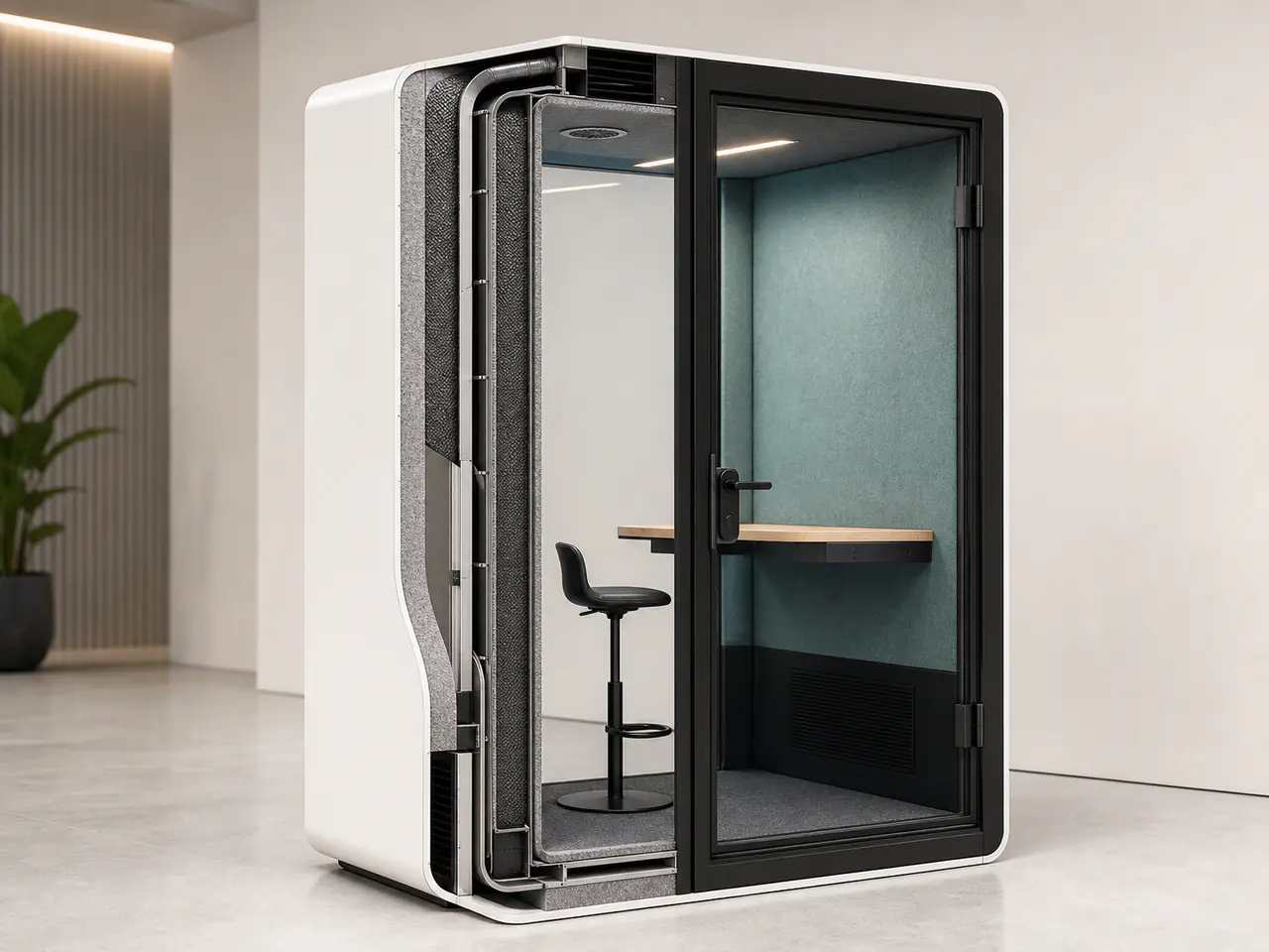 Soundproof Phone Booth for Office - technical cross-section